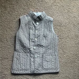 Vintage Quilted Sleeveless Button Front Vest - two sides vest